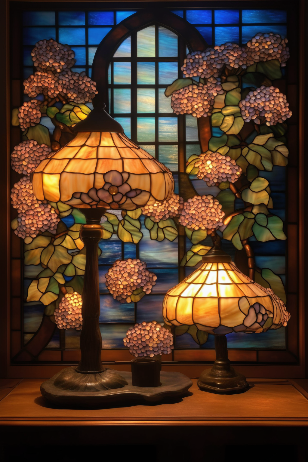 00430-1917871381-_lora_Louis Comfort Tiffany Style_1_Louis Comfort Tiffany Style - Stained glass-like depiction,Hydrangea flowers at an inn in Ky.png